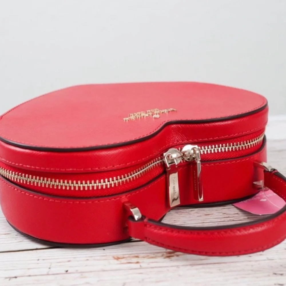 Kate Spade Love Shack Heart Crossbody Purse Leather Candied Cherry Red